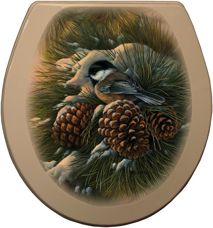 Comfort Seats C1B4R2-761-01CH December Dawn Chickadee Round Bone Toilet Seat, Chrome