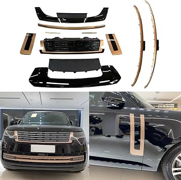 Front Radiator Mesh Glossy Black Front Upper Bumper Grille Grill Glossy Black Body Kits Grille Side Vents for LR Range Rover 2023 2024 2025-ON