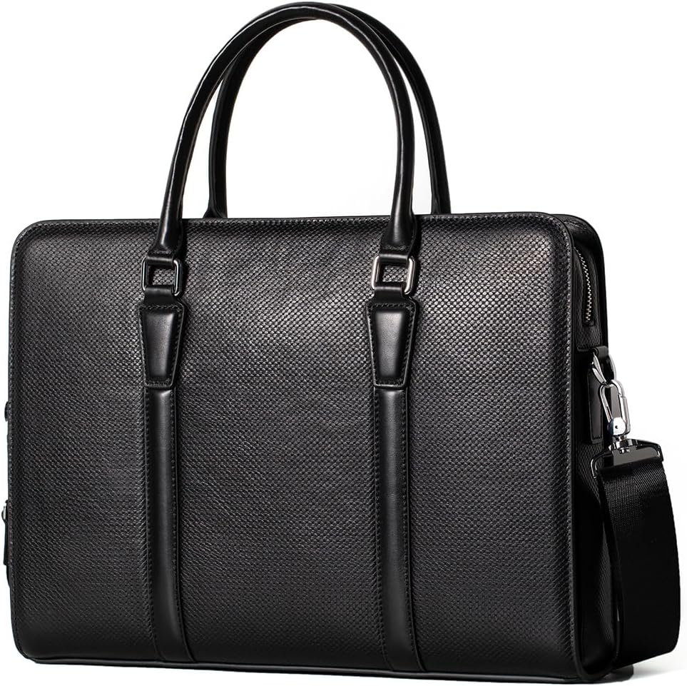 14 Inch Genuine Leather Briefcases for Men Laptop Bag With Lock Business Messenger Bag