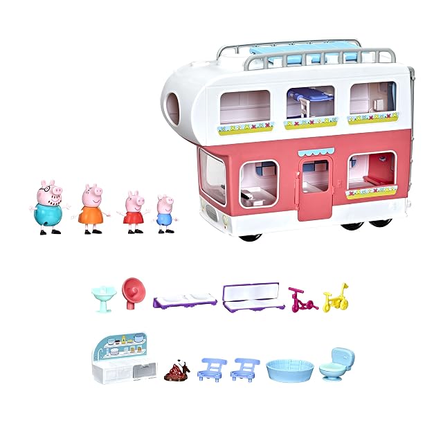 Peppa Pig Adventures, Family Motorhome Preschool Toy, Vehicle to RV Playset, Plays Sounds and Music