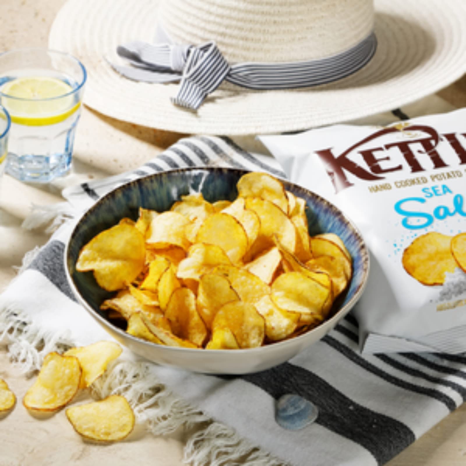 Kettle Chips Sea Salt, hand-frittierte Kessel-Chips, knusprige Kartoffelchips für einen gelungenen Abend 10x 130 g
