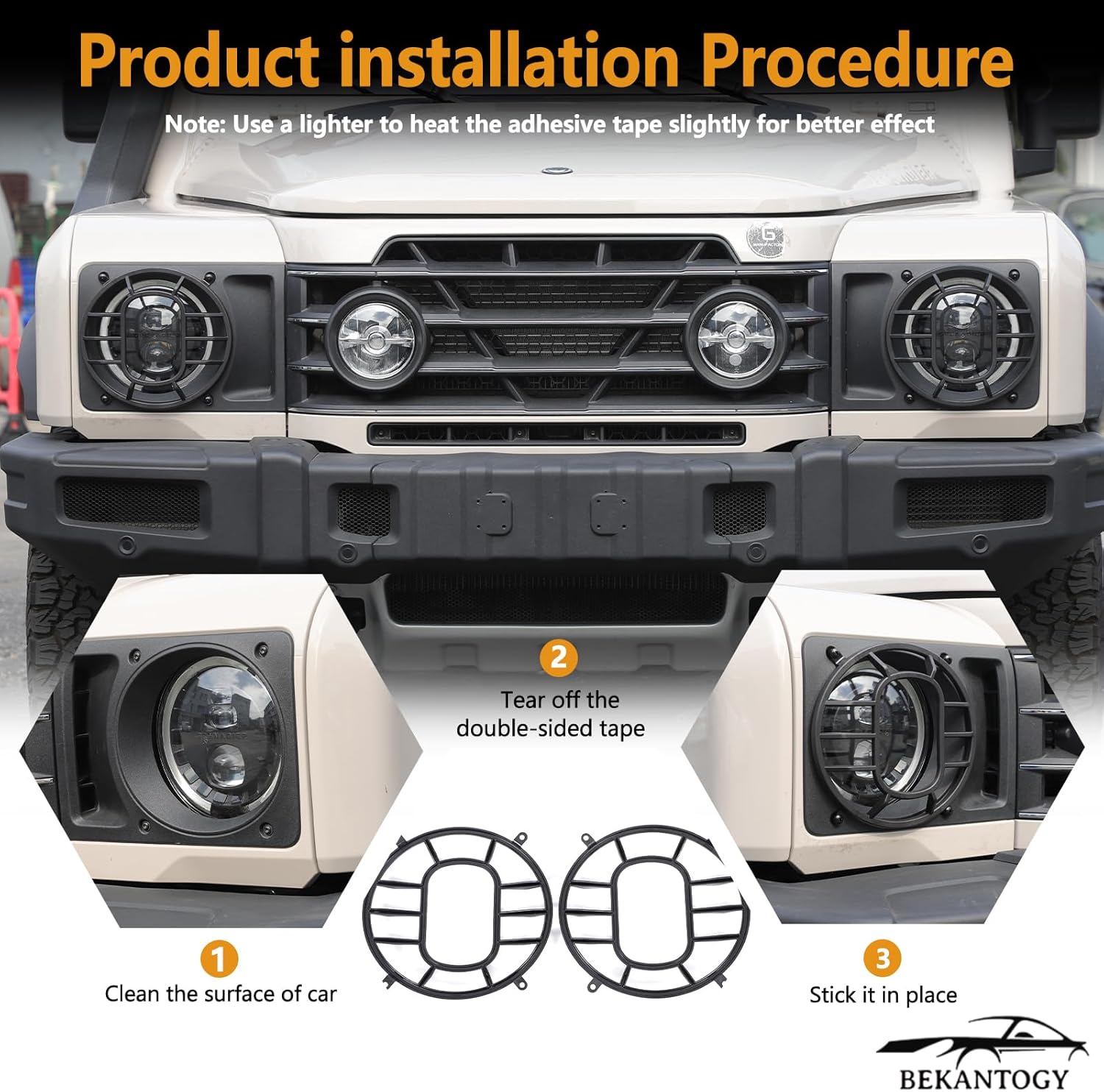 2PCS Car Headlight Cover Compatible with INEOS Grenadier 2022-2025 ABS Headlight Protector Cover Headlights Cover Lamp Exterior Frame Protection Kit Car Exterior Accessories