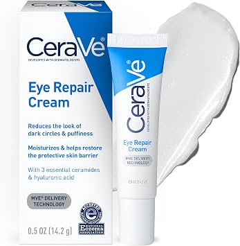 CeraVe Eye Repair Cream, Under Eye Cream For Puffiness And Bags Under Eyes, Hyaluronic Acid + Niacinamide + Marine Botanical Complex, Oil Free & Opthalmologist Tested