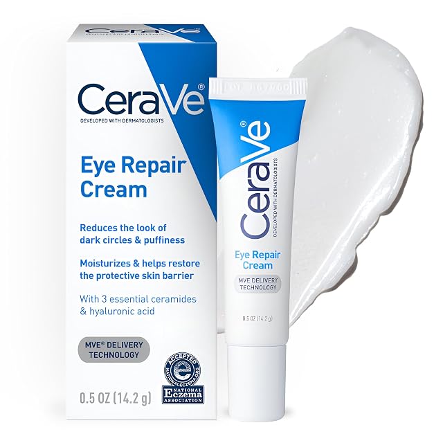 CeraVe Eye Repair Cream Under Eye Cream For Puffiness And Bags Under Eyes Hyaluronic Acid Niacinamide Marine Botanical