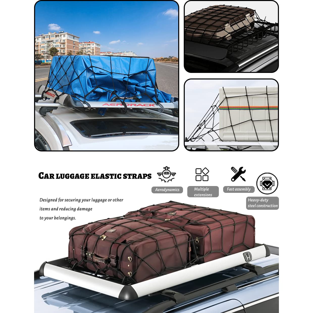 Filet de Rangement Coffre de Voiture,Filet de Protection pour Bagages de Voiture, pour galerie ou Coffre,La Grille 8x11 cm Retient Les Articles Plus étroitement