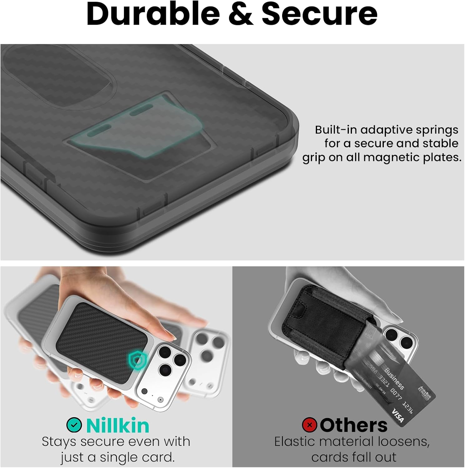 Nillkin for MagSafe Wallet with Stand, Upgraded Aramid Fiber, RFID Blocking, Holds up to 3 Cards, Heavy Duty Hardshell, Magnetic Phone Wallet for iPhone 17/16/15/14/13/12 Pro Max Pixel 10, Black