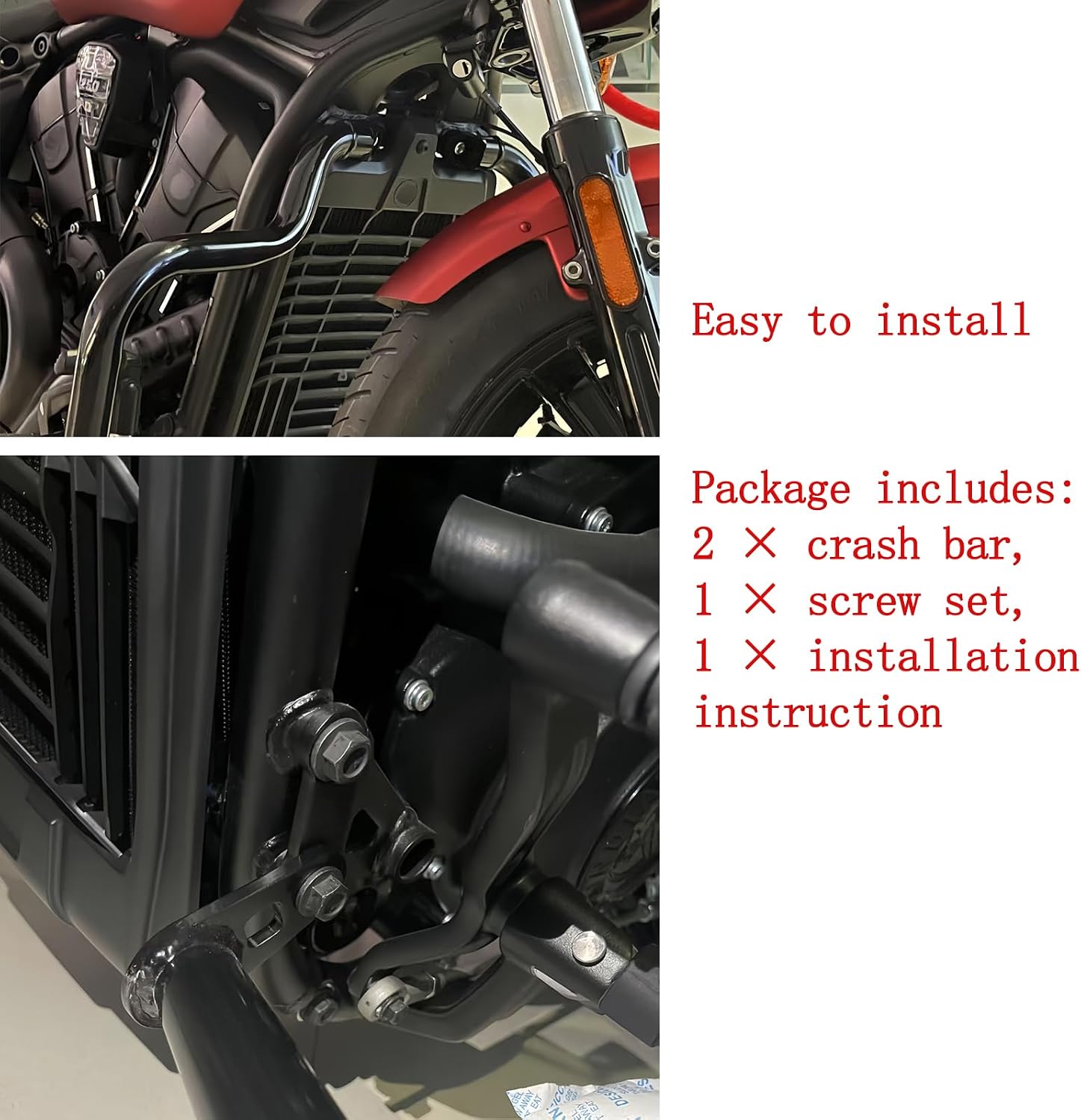 Front Engine Guard Crash Bar for Indian Scout 2025, Highway Bars for 101 Scout/Sport/Bobber Classic Limited (Gloss Black)