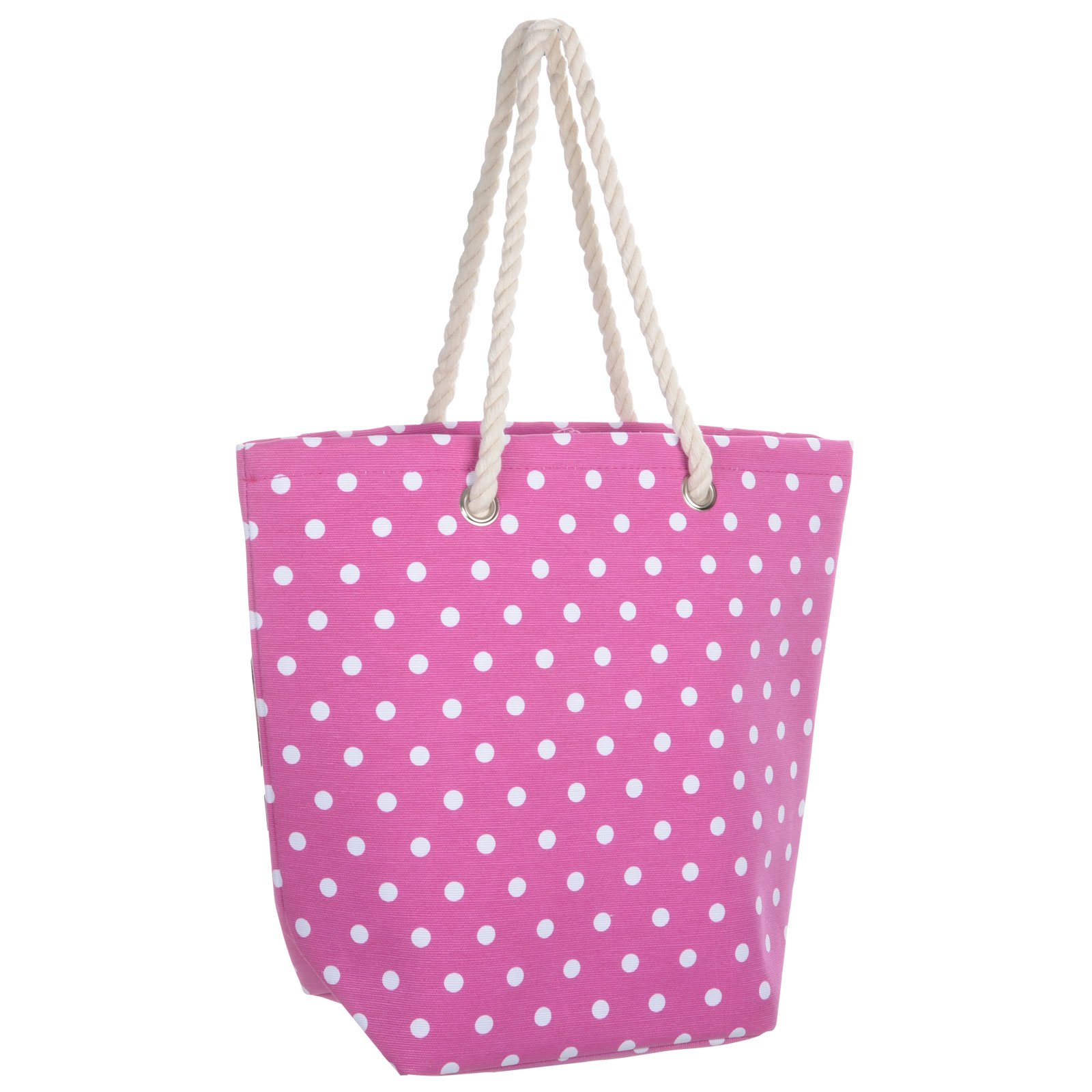 Ladies Pink Polka Canvas Beach Shoulder Bag Tote Shopping Reuseable Handbag