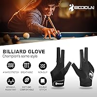 Vista 2 de YFY Billiard Pool Gloves for Left Hand 3 Finger, Splicing Process, Snooker Cue Sport Glove Popular Sizes for Men & Women
