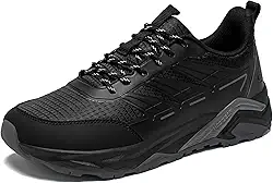 Tênis masculino de trilha para trilhas, ajuste amplo, leve, cano baixo, respirável para caminhadas, caminhadas e aventuras ao ar livre
