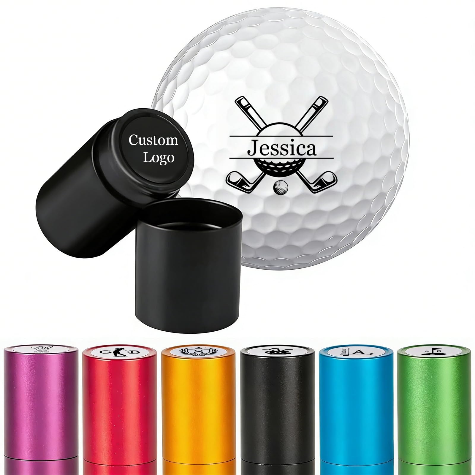 Sello de pelota de golf personalizado con monograma, marcador y accesorios de golf