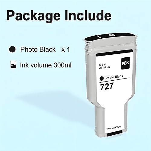 Miniatura 10 de KSUMEI HP 727 Cartucho de tinta remanufacturado compatible con impresoras HP DesignJet T920 T930 T1500 T1530 T2500 T2530 300 ML negro mate (C1Q12A)