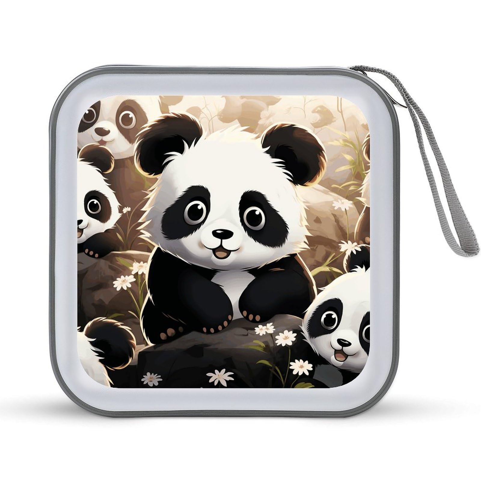 Bolsa de almacenamiento de CD rígida de panda para organizar discos y evitar rayas