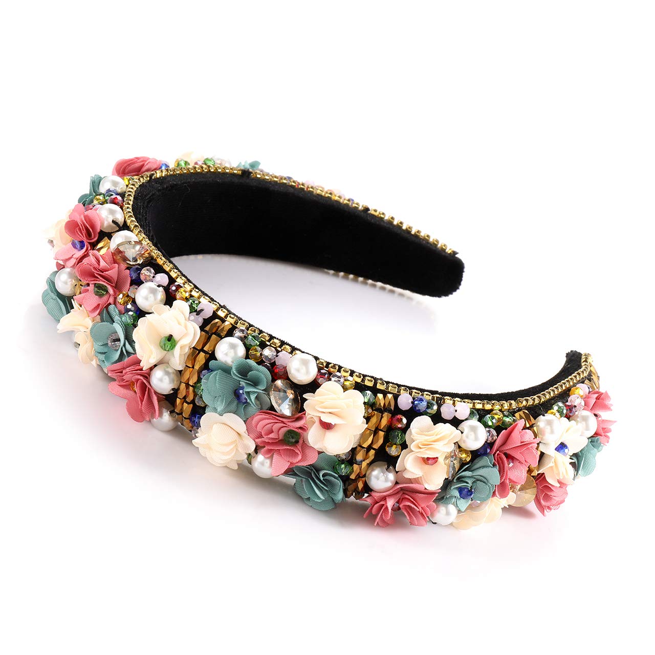 Rhinestone Padded Headband Baroque Crystal Embellished Hairband NWOT Baroque Rhinestone Crystal Diamond Headband - Red | Wide  main image 3