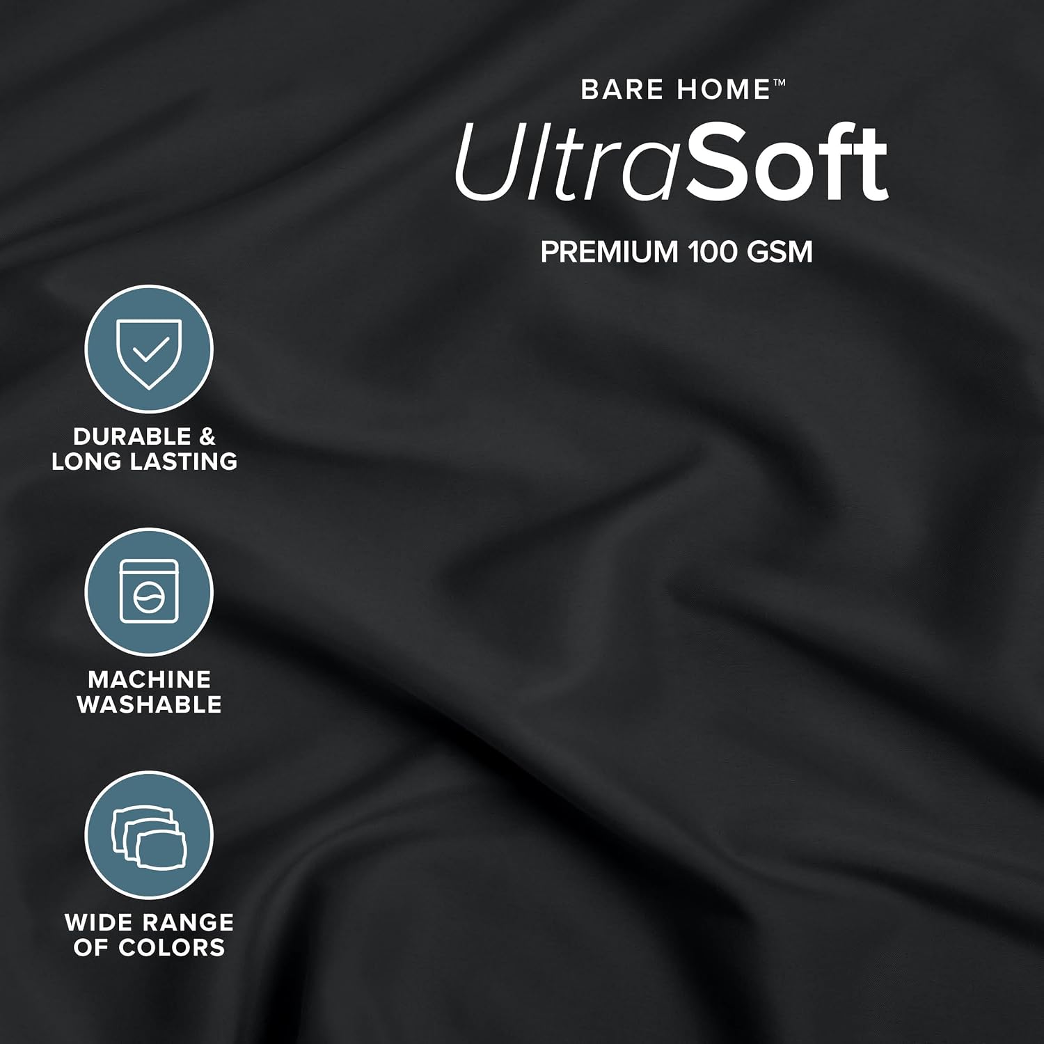 Bare Home Fitted Bottom Sheet Full Size - Premium 1800 Ultra-Soft - Hotel Luxury - Deep Pocket - Durable and Long Lasting - Fitted Sheet (Full, Black)
