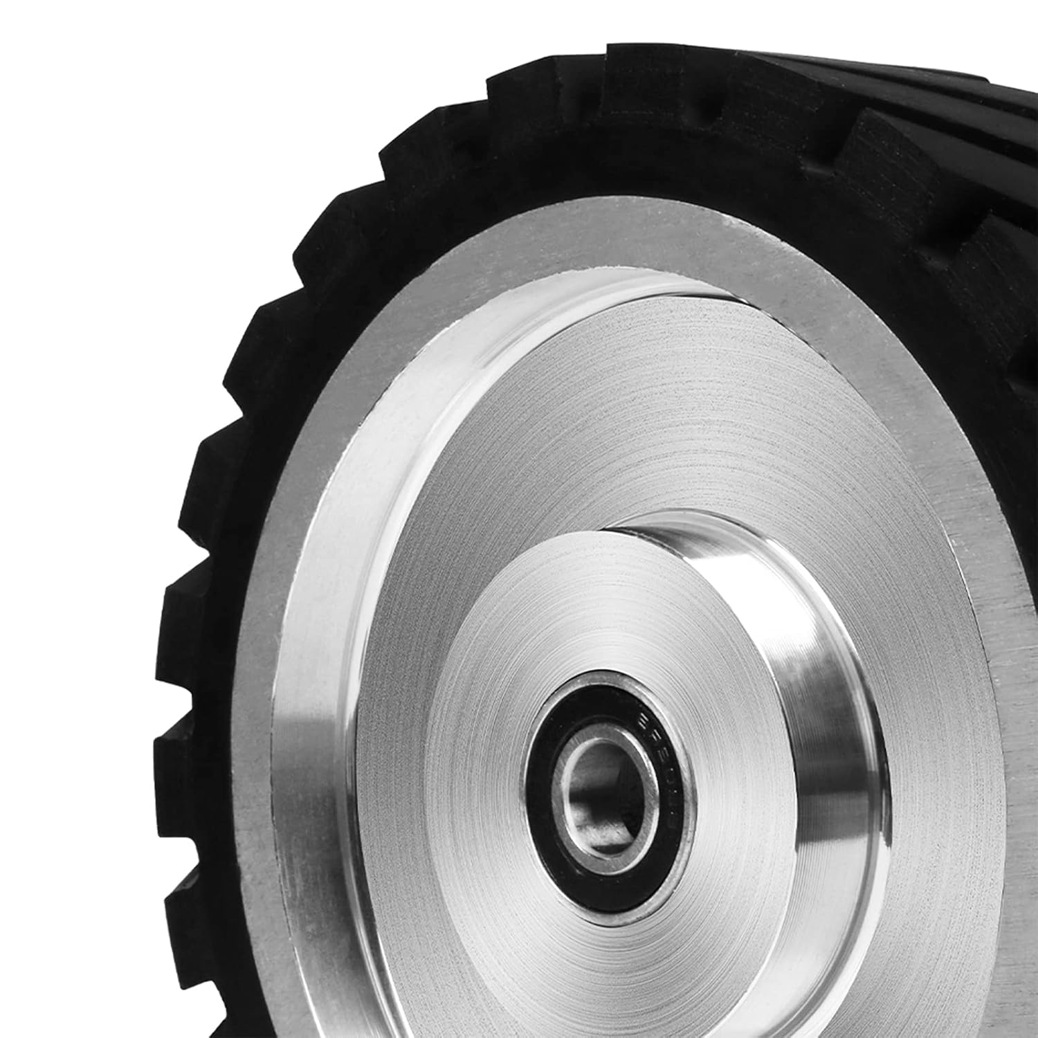 10x2 Inch Serrated Rubber Contact Wheel, Belt Grinder Rubber Wheel 7R8 Bearing Belt Grinder Wheel for Belt Machine Polishing Machine