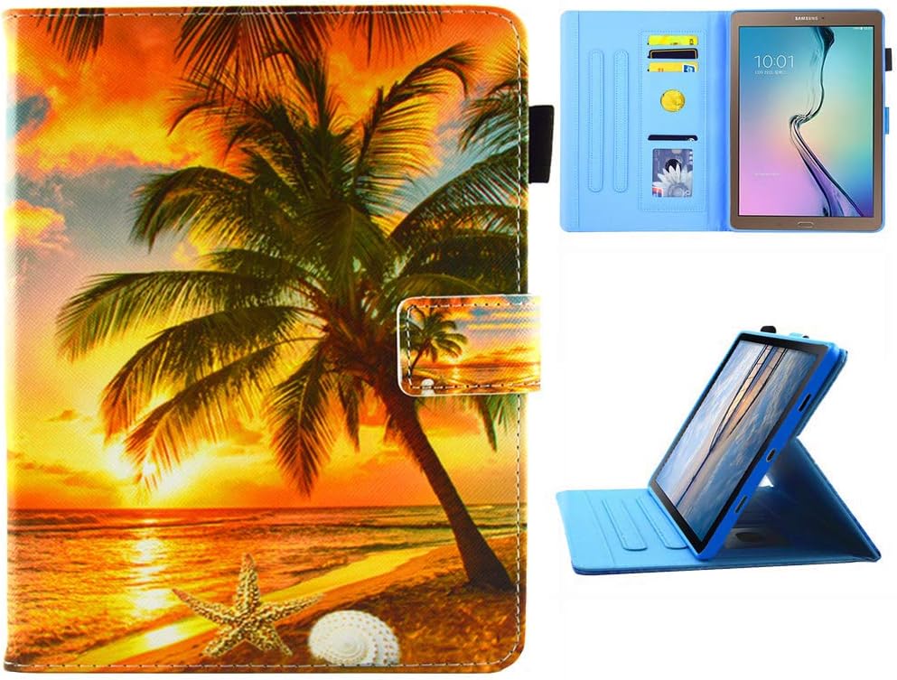 Galaxy Tab A 10.1 Case 2016 Old Model, T580 Case(Not fit T500 2020)，JZCreater Folio Stand Wallet Case, Auto Sleep/Wake Cover for Galaxy Tab A 10.1" SM-T580/ T585, Sunrise
