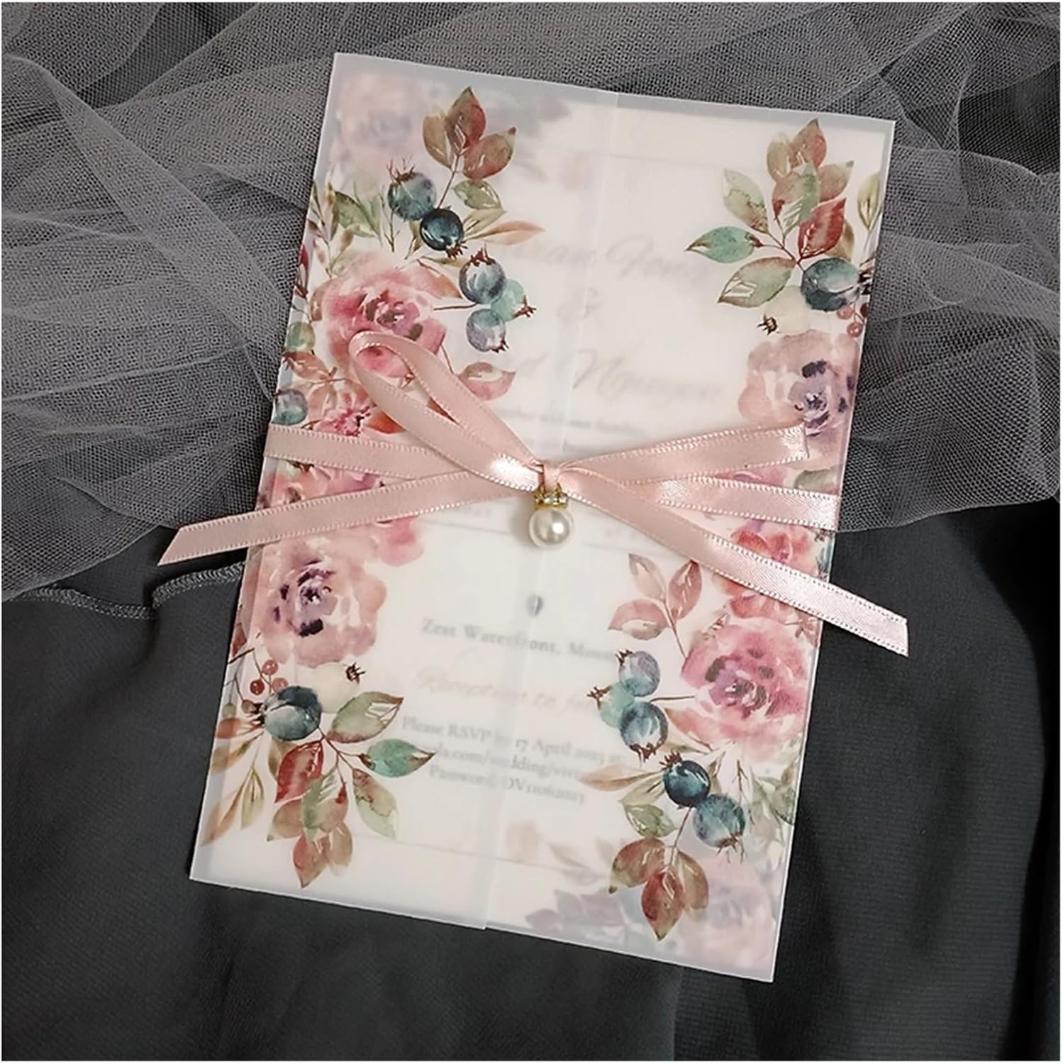 Wedding Invitations Card Vellum Wedding Invitation Cards DIY Envelope Transparent Invites For Bridal Shower Party(Clear,Whole Set)