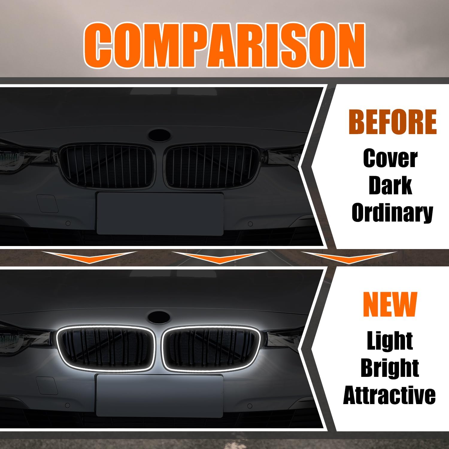 F30 Grill for 2012-2018 BMW F30 F31 320i 328i 328d 330e 330i 335i 340i 3-Series Grille Accessories (Front Grille Light)