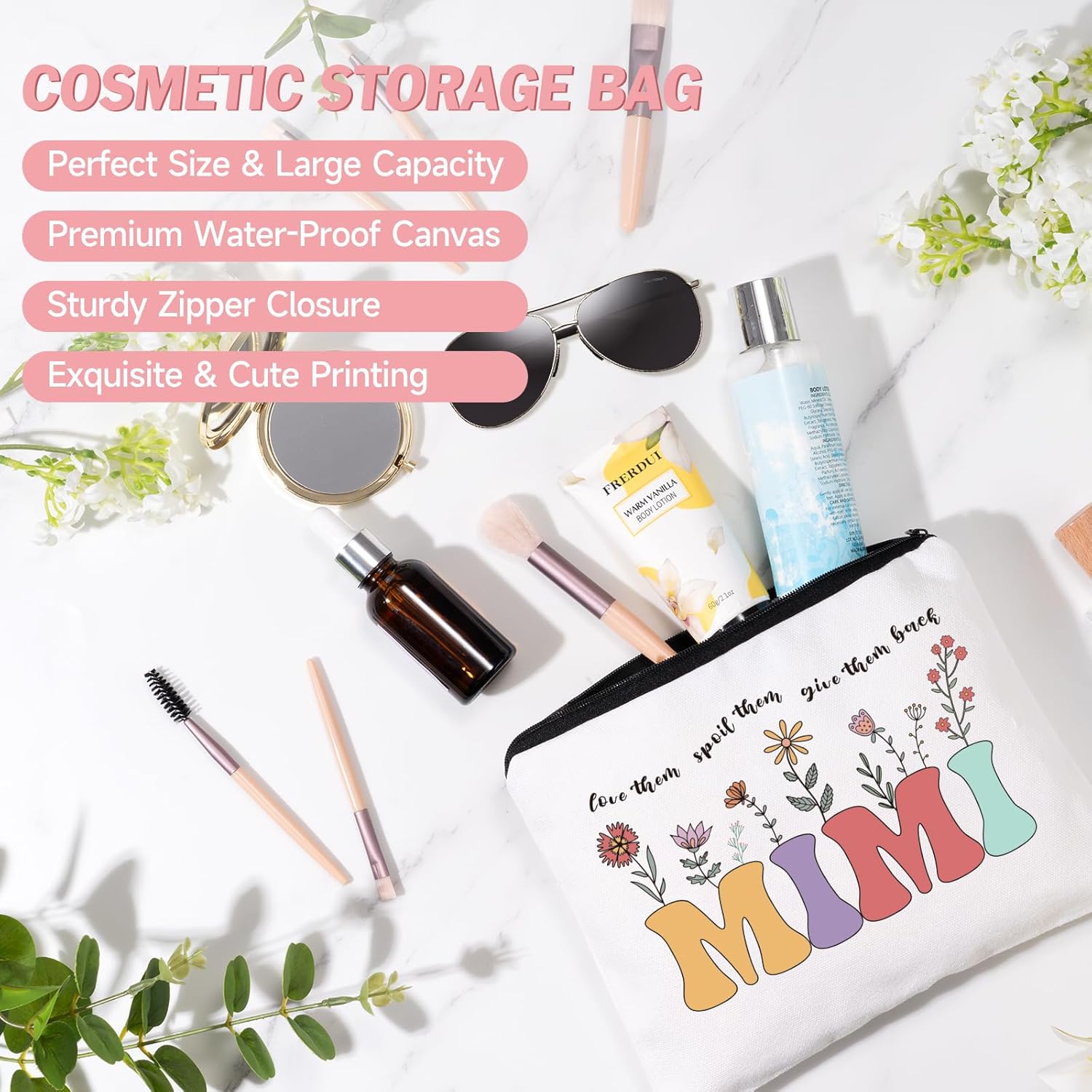 Mimi Gifts, Gifts for Grandma, Best Birthday Gift, Christmas Gift for Mimi Grandma Set Ideas Natural Stone Bracelet Makeup Bag 16 Oz Can Glass Cup For Mothers Day Easter - Image 5