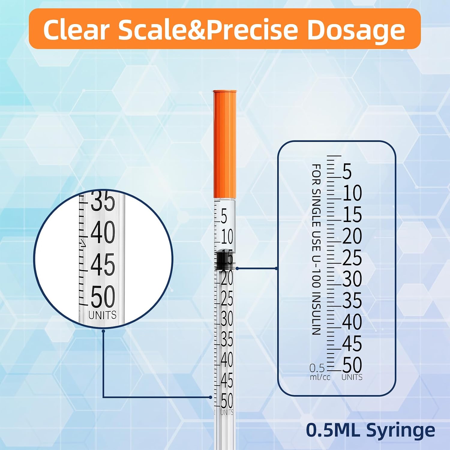 100 PACK 0.5ml/cc 31G 5/16" 8mm, U-100 Jeringas | Disposable Lab Supplies Individual Wrapped