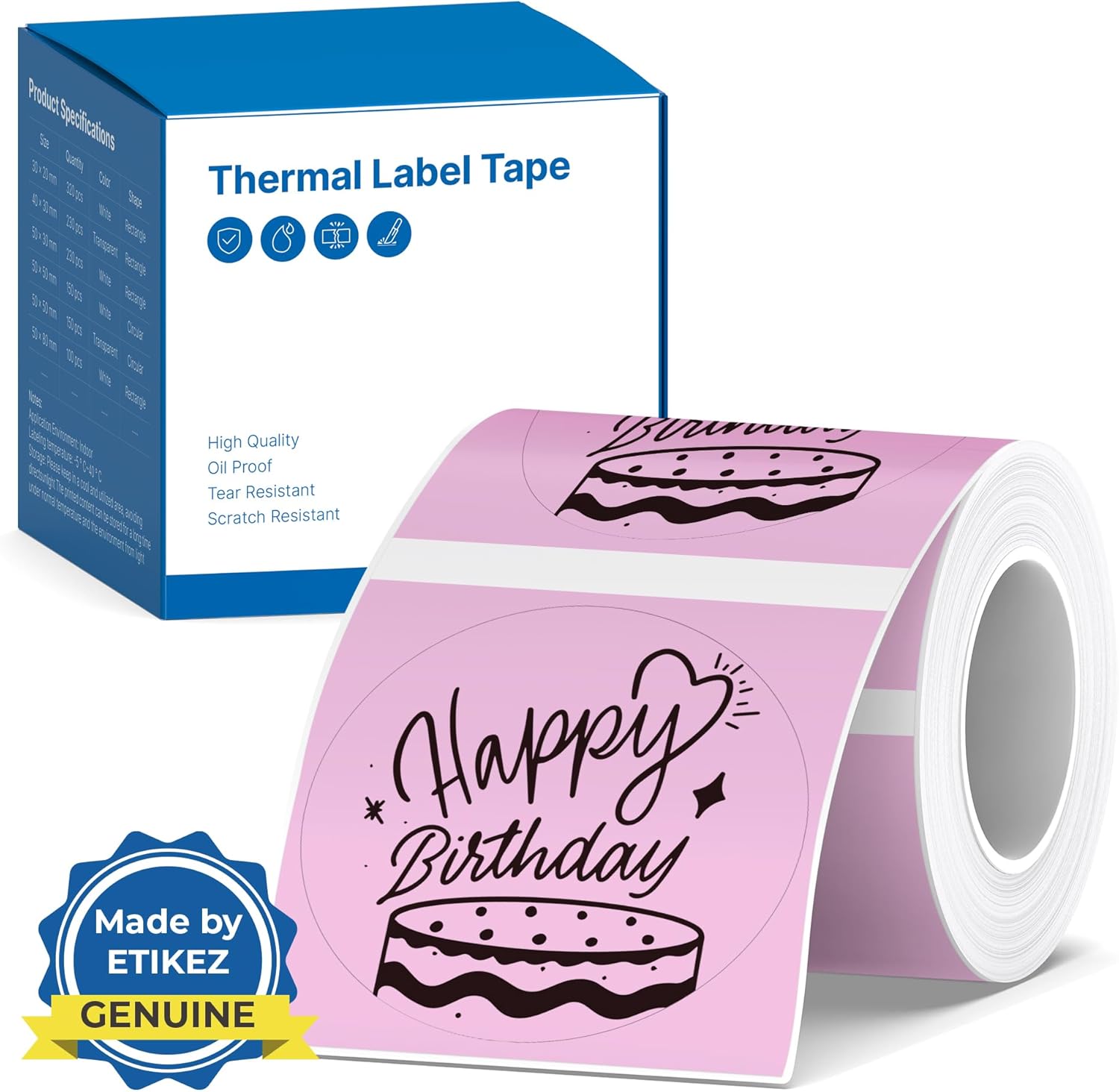 Thermal Label for PM260 Printer, 2'' (50x50mm) Thermal Tape, Waterproof, Multi-Purpose Label, 1 Roll of 150 Self-Adhesive Thermal Paper (Pink) Pink 2''x2'' (50x50mm)
