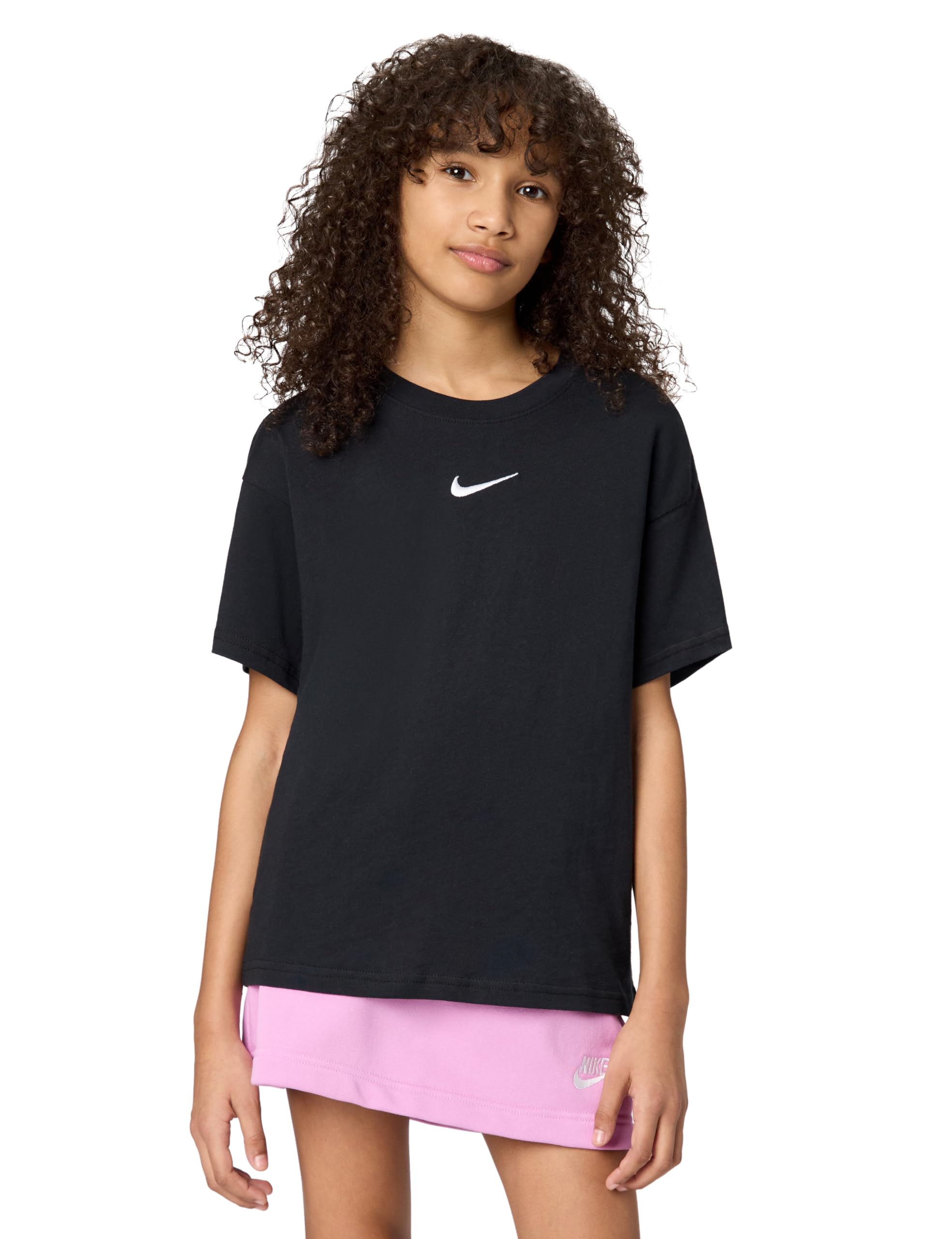 NIKE FZ5539-010 G NSW TEE BOY ESSNTL LBR T-Shirt Girls Black Size XL