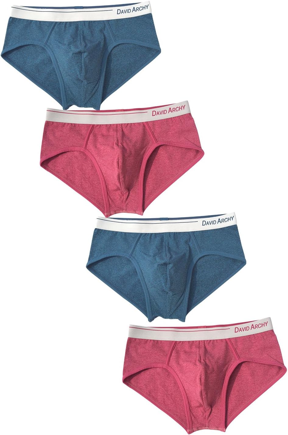 DAVID ARCHY Men's 4 Pack Fashion Heather Cotton Briefs