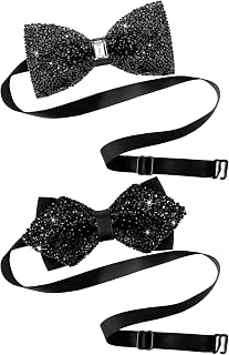 2 Pcs Rhinestone Velvet Bow Tie Pretied Bow Tie Adjustable Rhinestone Bow Tie for Men Women Banquet Wedding Party