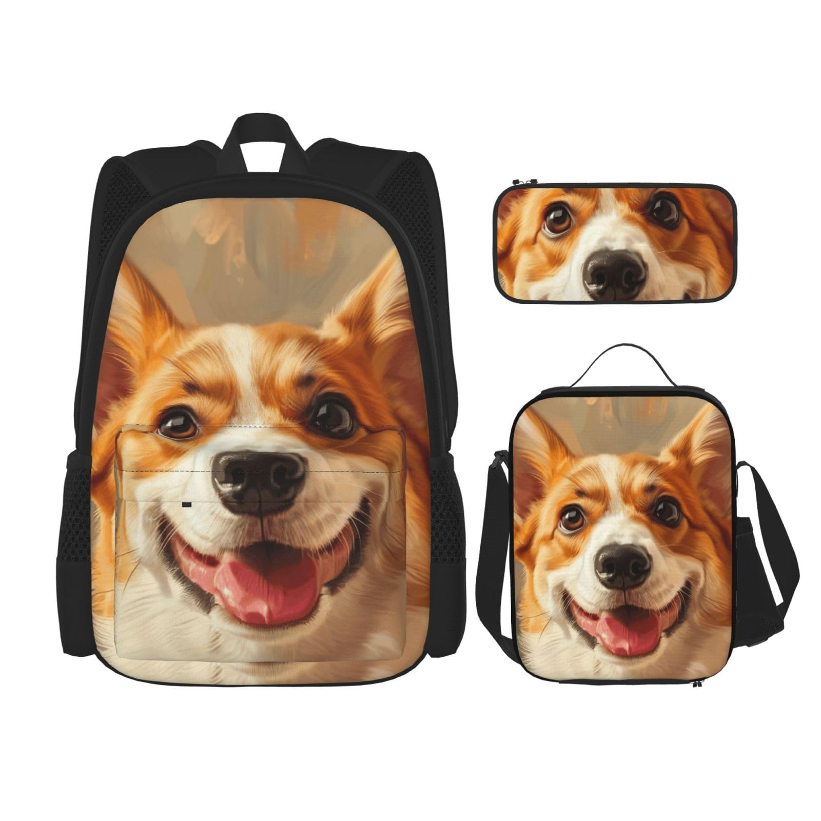 Zaino, borsa portapranzo, astuccio, set da 3 pezzi, per lavoro e