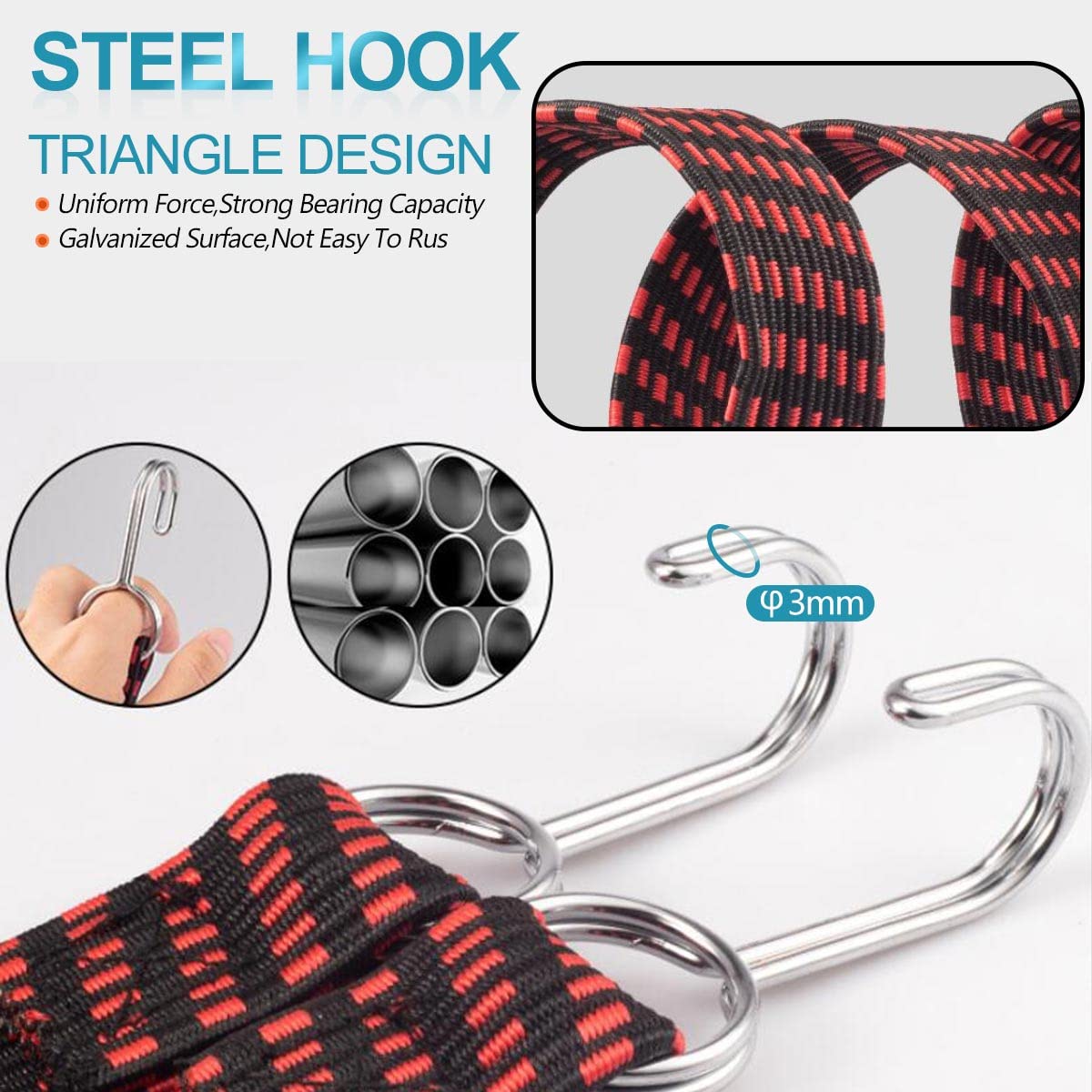 4 Stabile Spanngurte Mit Haken – Verstellbar, 2 Meter Lang, Ideal Für Fahrrad, Motorrad & Auto