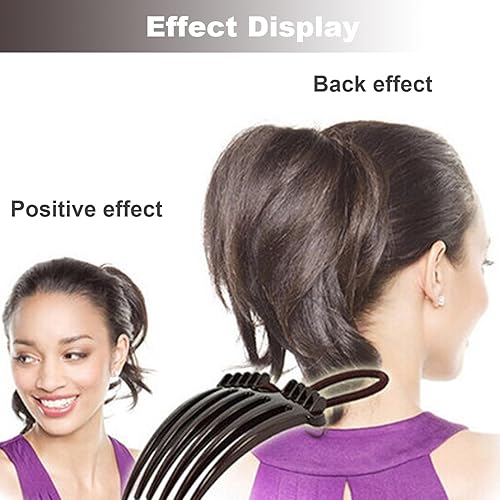 Miniatura 6 de Peines de pelo tipo bandette para mujer, 4 unidades, 2.56 x 3.35 pulgadas, peine bandette con banda elástica, toboganes impermeables para coleta de