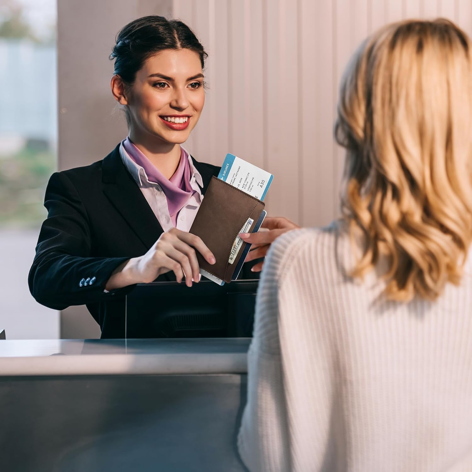 VULKIT Passport Cover Ultra Slim Design Leather Passport Sleeve RFID Blocking with 2 Card Slots, Anti-Theft Travel Essentials - Image 7