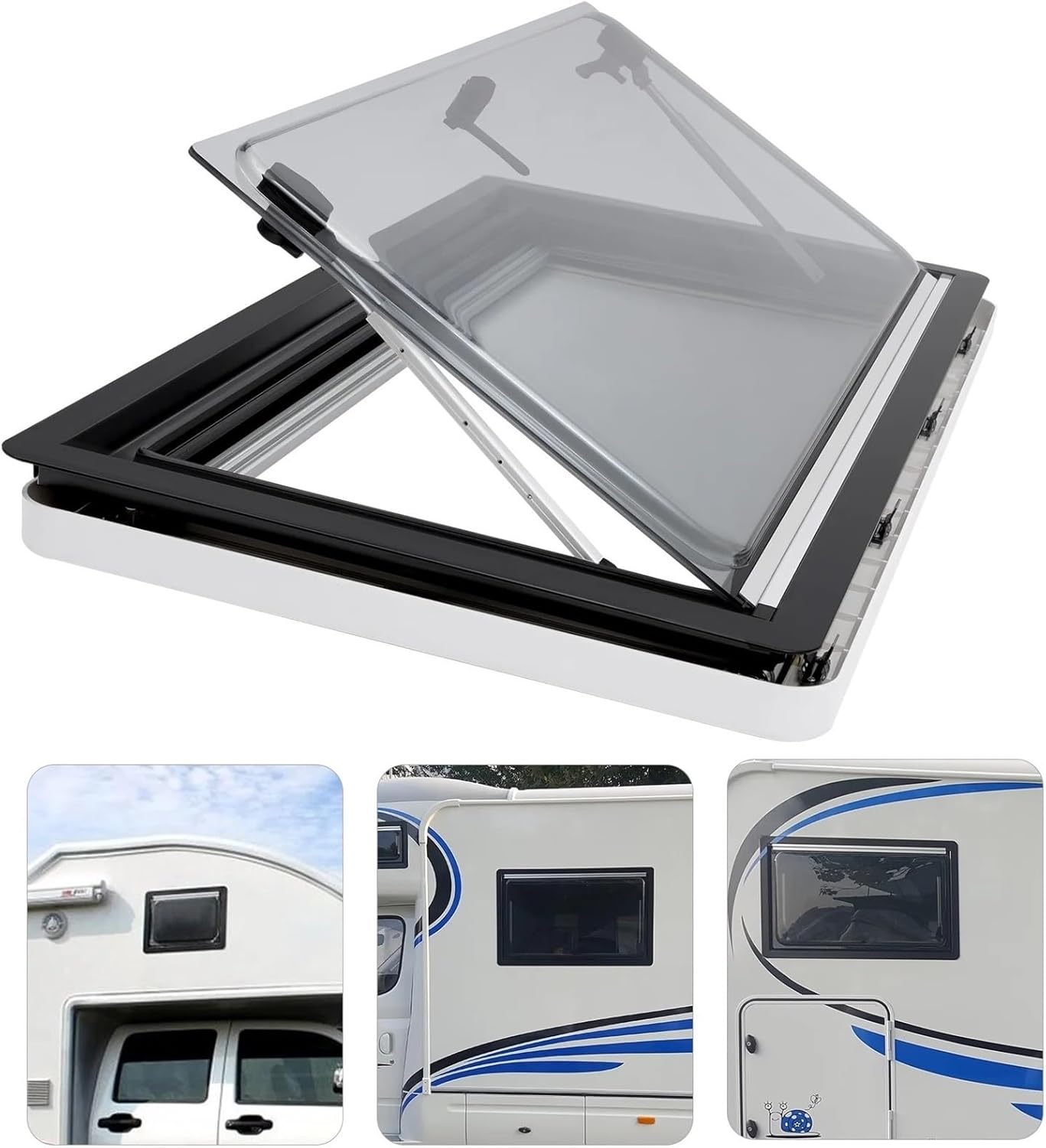 900x500mm Ventilation Window RV Side Window Camper External Push Window Trailer Van Extrapolated Window Outer Vent Hatch