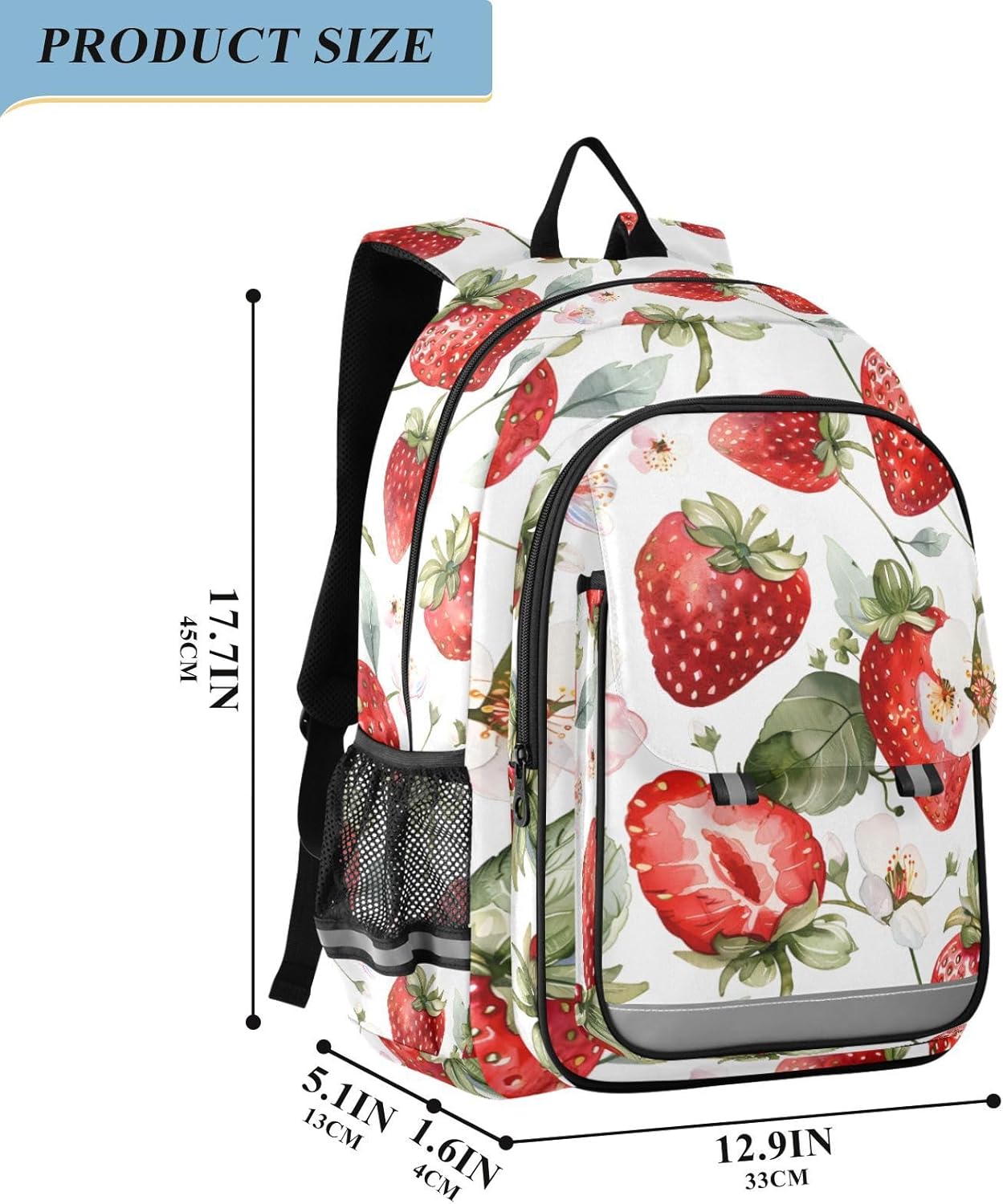 ALAZA Cute Watercolor Strawberries Kids Laptop Backpack 17 inch School Bookbag Back Pack Business Computer Bag Casual Daypack