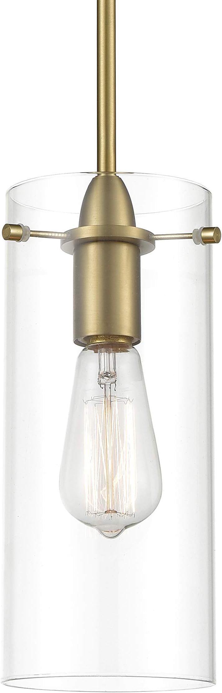 Light Society LS-C237-BB-CL Montreal Hanging Pendant, Brushed Brass with Clear Glass Shade, Industrial Modern Lighting Fixture