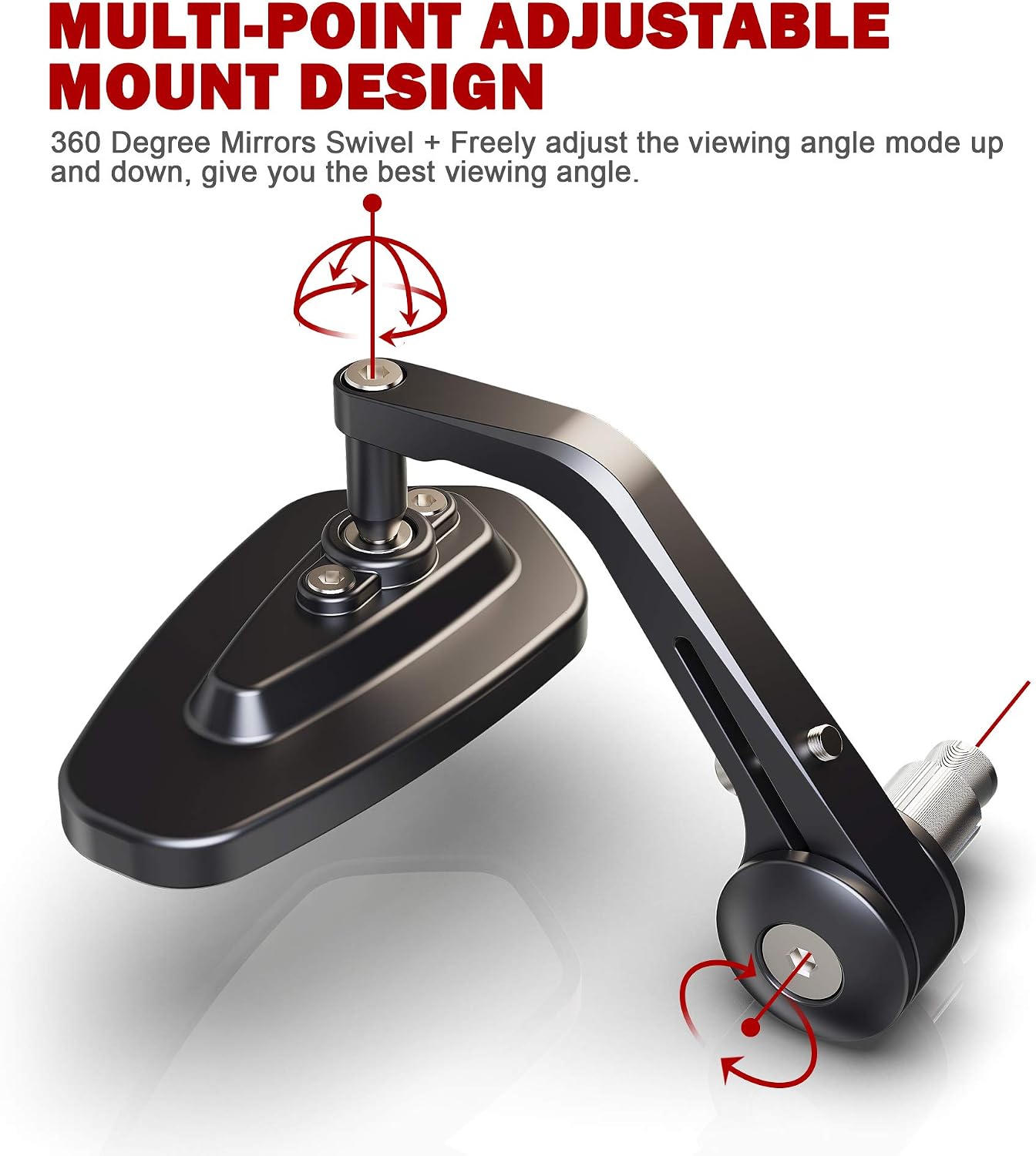 MZS Bar End Mirrors, 7/8 Universal Motorcycle Rear View Mirror Side Standard Hollow Arrow Black Compatible with Street Sport Bike Cruiser Scooter
