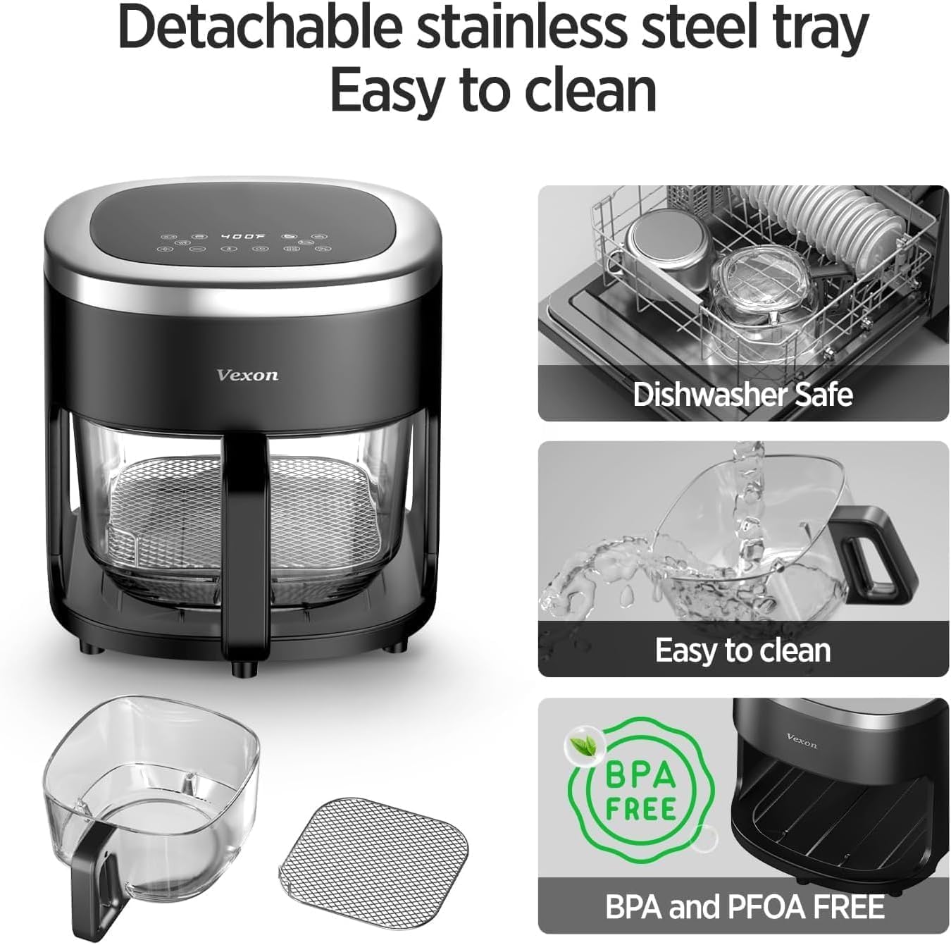 Glass Air Fryer,4.5QT Air Fryer with Viewing Glass Pot, Air Fry, Roast, Reheat, Dehydrate, Air Crisp Technology,Nonstick & Dishwasher Safe Basket,97% Less Oil,Features Digital Timer 71DMdS8ck5L. AC SL1350