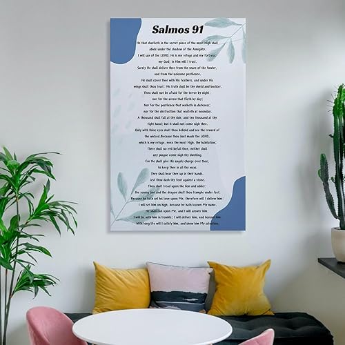 Miniatura 6 de Salmo 91 - Póster artístico con versículo bíblico español Salmo 91 para habitación, estética y decoración, 2 pósteres e impresiones artísticas de