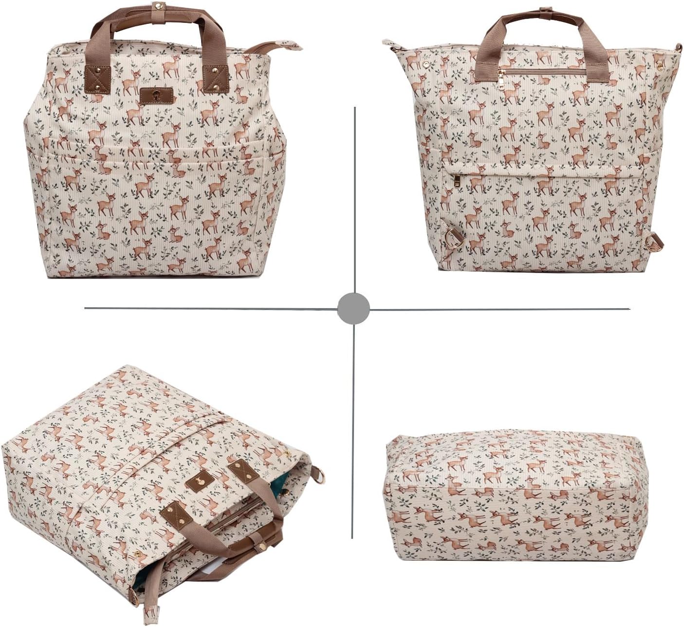 ESVAN Diaper Tote Bag Totepack Backpack Crossbody Bag 3 in 1 for Women Laptop Backpack Multifunctional with Insulated Pockets