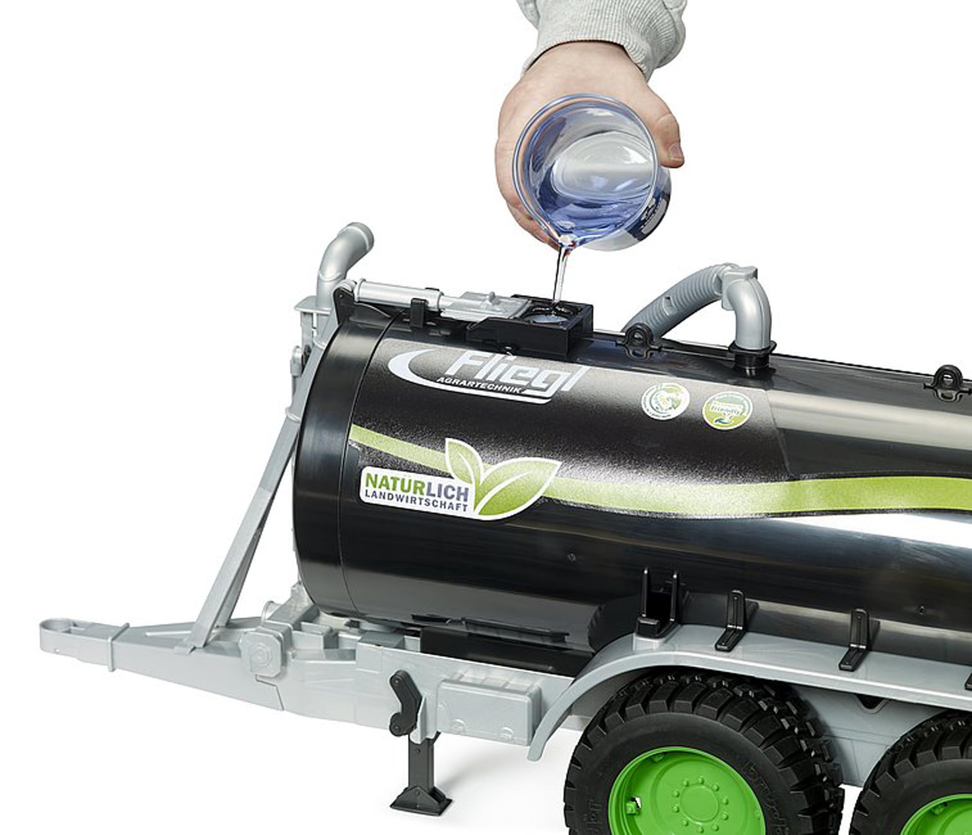 bruder - 02036 - Rimorchio a botte Fliegl con distributore di tubi di trascinamento - 1:16 cisterna per letame, botte per acqua, fattoria, veicoli agricoli, rimorchio, accessori per trattori
