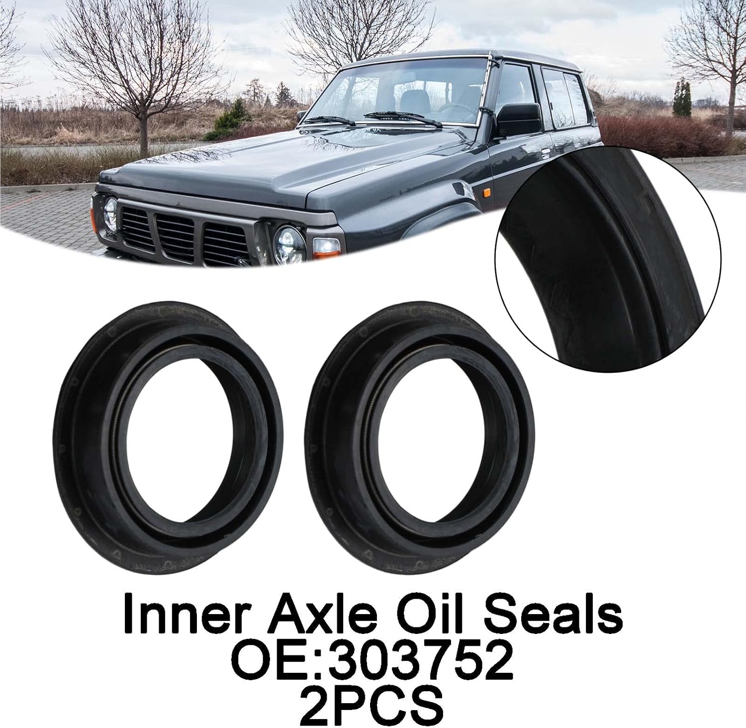Areyourshop 2PCS Front Inner Axle Oil Seals 303752 fit for Nissan Patrol GR (Y60)/GQ/Safari 1987-1997, GR (Y61) 1997-2013, for Ford Maverick 1988-1994