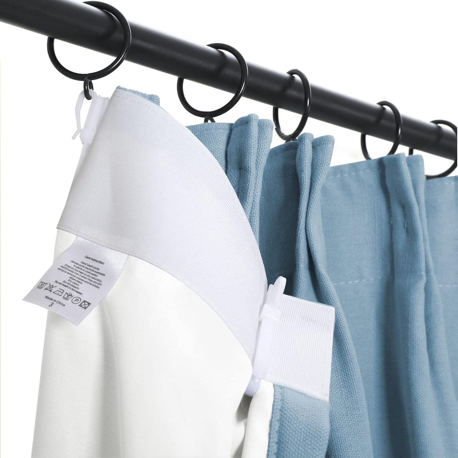 ChadMade Pure Cotton Duck Pinch Pleat Curtain with Privacy Cotton Interlining Drape, Plain Weave Drapery Blue 50Wx63L Inches Single Curtain Panel, BOZI Collection