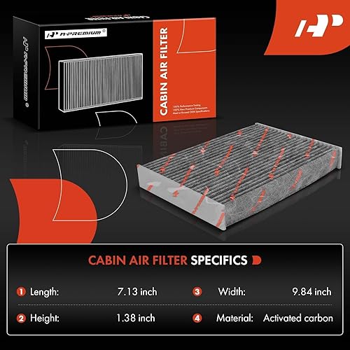 Miniatura 2 de A-Premium Filtro de aire de cabina con carbón activado compatible con Nissan Rogue 2014-2020, Rogue Sport 2017-2022, Qashqai 2017-2022, repuesto #