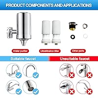 Vista 5 de Filtro de agua para fregadero, sin BPA, sistema de filtración de agua de acero inoxidable 304, reduce el cloro, los metales pesados y el mal gusto