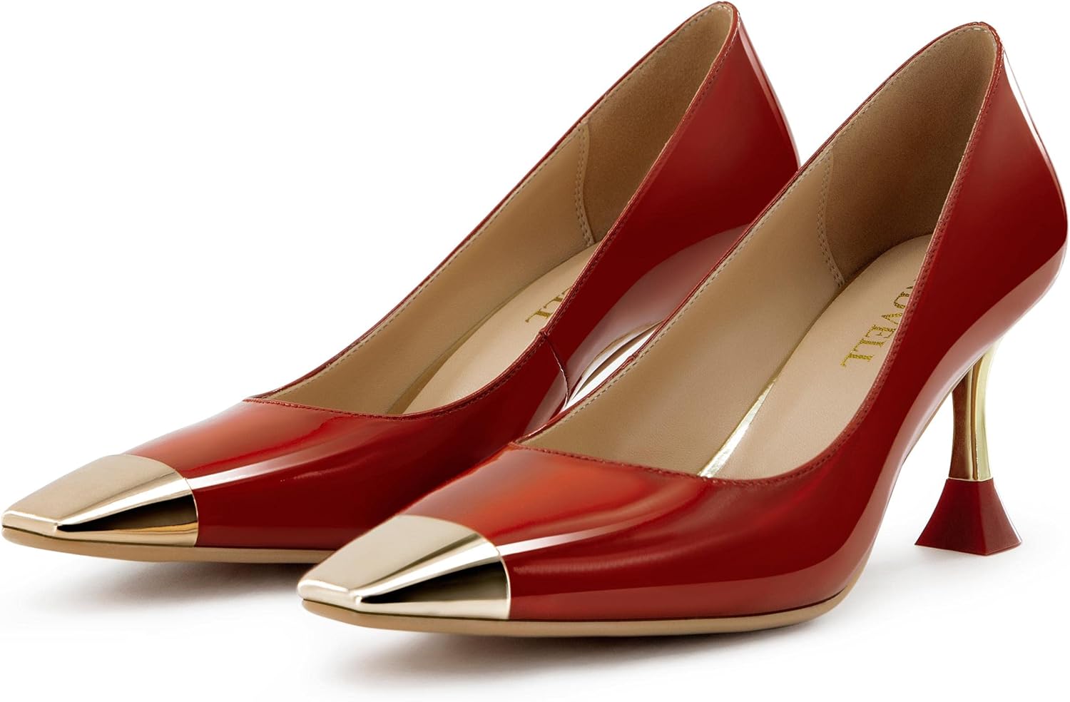 Red High Heels for Women Closed Square Toe Sexy Stiletto Pumps