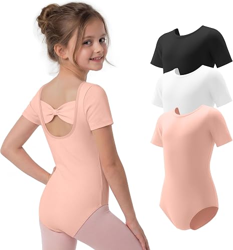 LessonZoo 3 Pack Girls Ballet Leotard, 3-Color, 10-12 Years