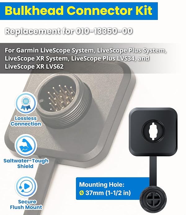 Bulkhead Connector Kit Compatible with Garmin LiveScope System, LiveScope Plus LVS34, LiveScope XR LVS62 Marine Networks, Replacement for 010-13350-00 Transducer Cable Flush Mount Cover Kit by Toolixor - Used condition - Image 2
