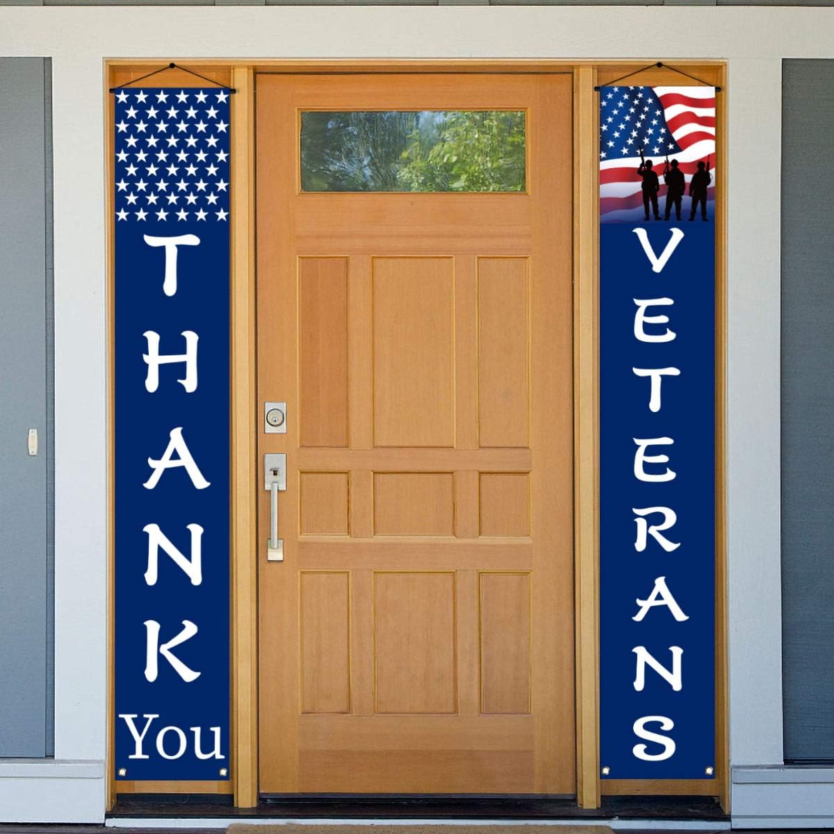 Thank You Veterans Hanging Banner Memorial Day Veterans Day American Flag Patriotic Decoration - Image 2