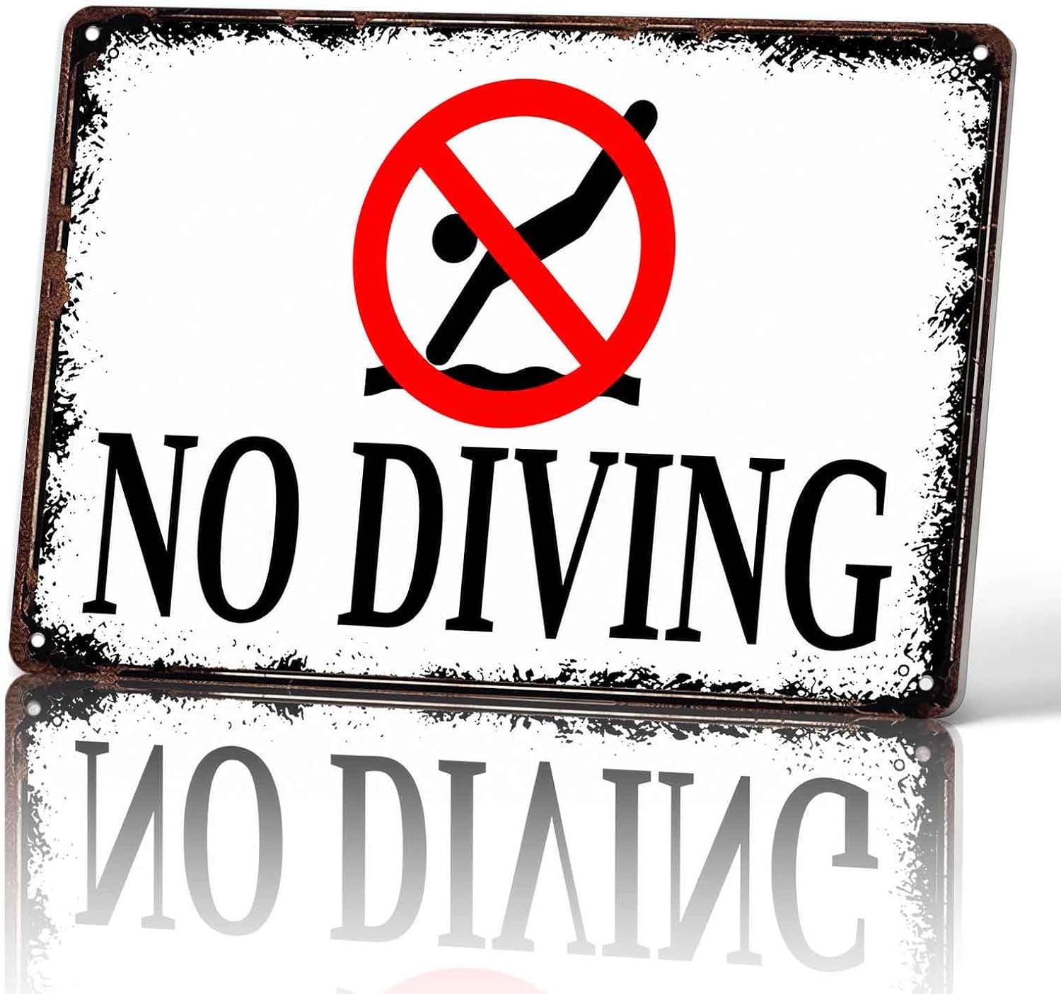 Vintage No Diving Metal Signs 8x12 Inch, Pool Wall Decor